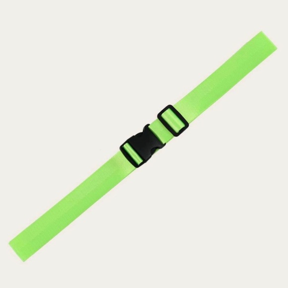 Neon green release buckle tape belt - Picture 2 of 3